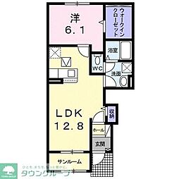 リヴァーサ鶴川 1階1LDKの間取り
