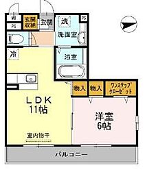 第1コスモスヴィラ 3階1LDKの間取り