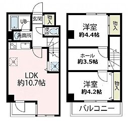 ピアレジアオヤマＶ 4階2LDKの間取り