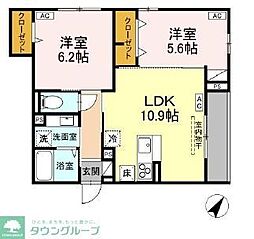 Asset-Court中町 1階2LDKの間取り
