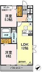 プラムスクエア 2階2LDKの間取り