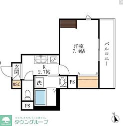 ヘーベルヒルズ元住吉 1Kの間取図画像