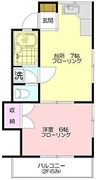 ハウス・荏田D 1DKの間取図画像