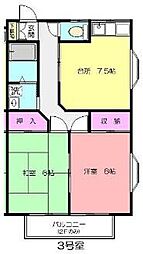 第2サンハイツ 2DKの間取図画像