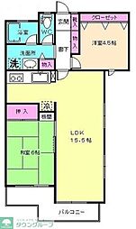 フラワーウッド 2LDKの間取図画像