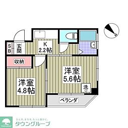 メゾンアニースティー 2DKの間取図画像