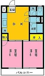 キャッスル岸 2DKの間取図画像