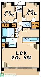パークハウス宮崎台花霞 2LDKの間取図画像