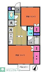 コーポアゼリア 2DKの間取図画像