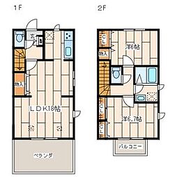 ヴェルヴィル三輪A 2LDKの間取図画像