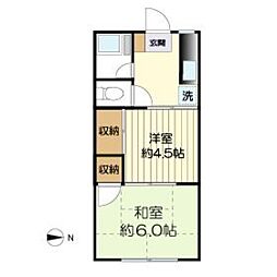 パークサイドコーポA棟 2Kの間取図画像