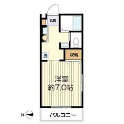 プライム生田 1Kの間取図画像