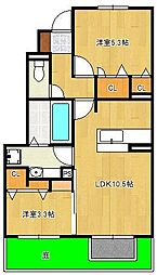 タウンコートカレラ5 2LDKの間取図画像