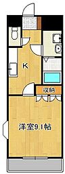 ハイグレイス 1Kの間取図画像