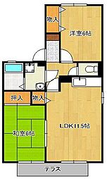 フローラ湯川B 2LDKの間取図画像
