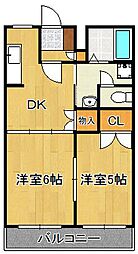 リバーサイド塚田 2DKの間取図画像