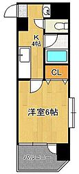 ニューサンリバー6番館 1Kの間取図画像