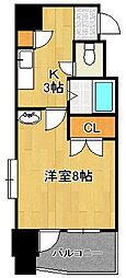 ニューサンリバー6番館 1Kの間取図画像