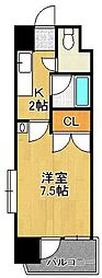 ニューサンリバー6番館 1Kの間取図画像