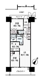 大阪ベイレジデンス 2LDKの間取図画像