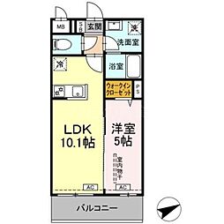 ロイジェントパークス西馬込 2階1LDKの間取り