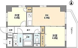 ミリアレジデンス西蒲田 207 2階2DKの間取り