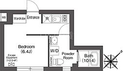 エスタート大井町フォレスト 4階ワンルームの間取り