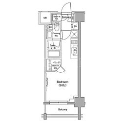 ザ・パークハビオ西大井 4階ワンルームの間取り