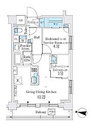 Ｊ．ＧＲＡＮ　Ｃｏｕｒｔ　品川西大井ＷＥＳＴ 4階2LDKの間取り