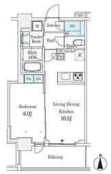 GLACIER大森 10階1LDKの間取り
