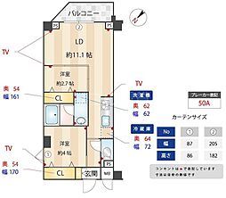 ZOOM下丸子 3階2LDKの間取り