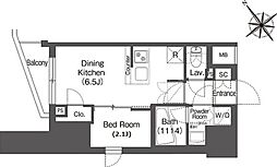 コンフォリア東大井II 12階1DKの間取り