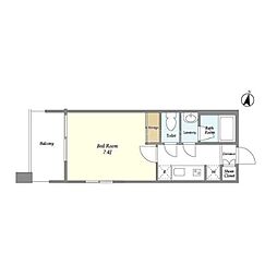 コスモリード羽田 6階1Kの間取り