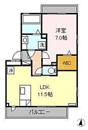 シャルム池上 1階1LDKの間取り