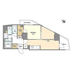 プライマル戸越銀座 3階1LDKの間取り