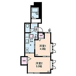 シーダハイム 1階2Kの間取り