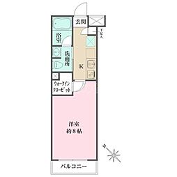 ベルフェリーク西小山 2階1Kの間取り