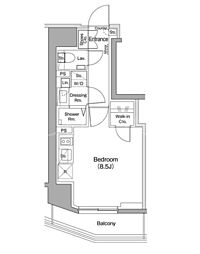 ザ・パークハビオ蒲田 6階ワンルームの間取り