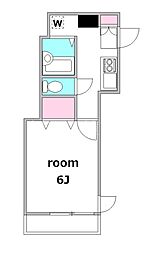 プライム西大井 2階1Kの間取り