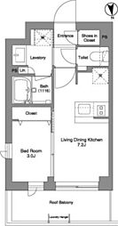 コンフォリア戸越公園 4階1DKの間取り