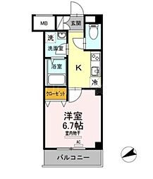 SUN RESIDENCE 3階1Kの間取り