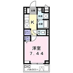 エスケーイリス 2階1Kの間取り