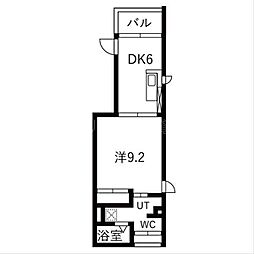 プラシード戸越 4階1DKの間取り