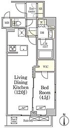 アジールコート品川中延サウス 5階1LDKの間取り