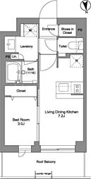 コンフォリア戸越公園 4階1DKの間取り
