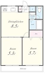 アーバンコートタムラ 1階2DKの間取り