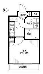 プレール・ドゥーク池上 1Kの間取図画像