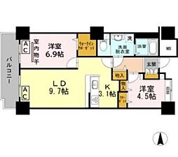 品川シーサイドビュータワー1 2LDKの間取図画像
