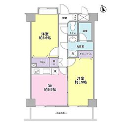 エクレール上池台 2DKの間取図画像