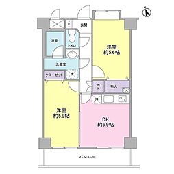 エクレール上池台 2DKの間取図画像